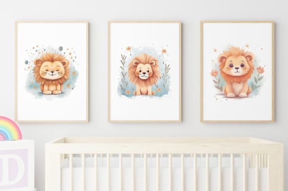 Download Set 3 Lion Smiling Nursery Wall Art Kids - Wall art Collection