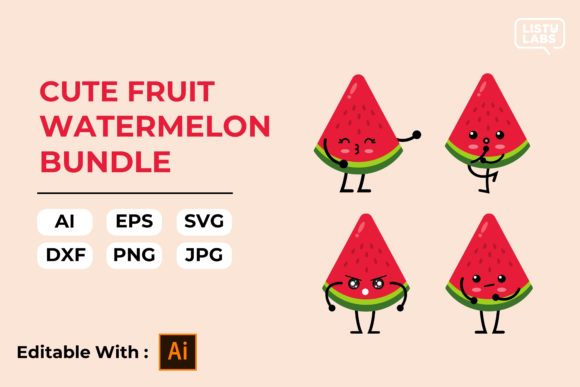 Download Cute Fruit Kawaii Bundle – Watermelon #5 - Premium Bundle