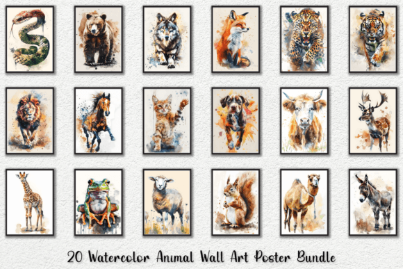 Download Watercolor Animal Wall Art Poster Bundle - Wall art Collection