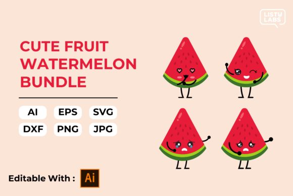 Download Cute Fruit Kawaii Bundle – Watermelon #6 - Premium Bundle