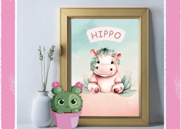 Download Hippo Watercolour Nursery Wall Art - Wall art Collection
