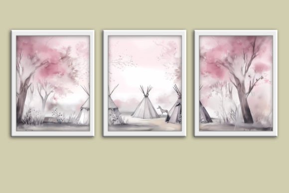 Download Pink Boho Panoramic Gallery Wall Art Set - Wall art Collection