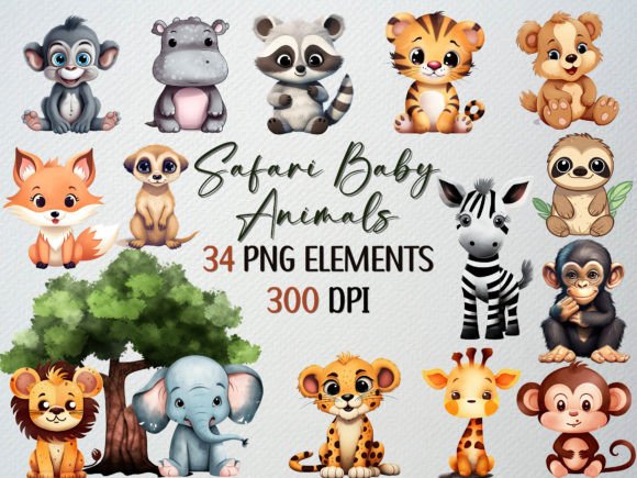 Download Safari Baby Animals Clipart, 34PNG's - Baby animals clipart Collection