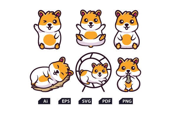 Download Cute Hamster Kawaii Bundle SVG - Premium Resources